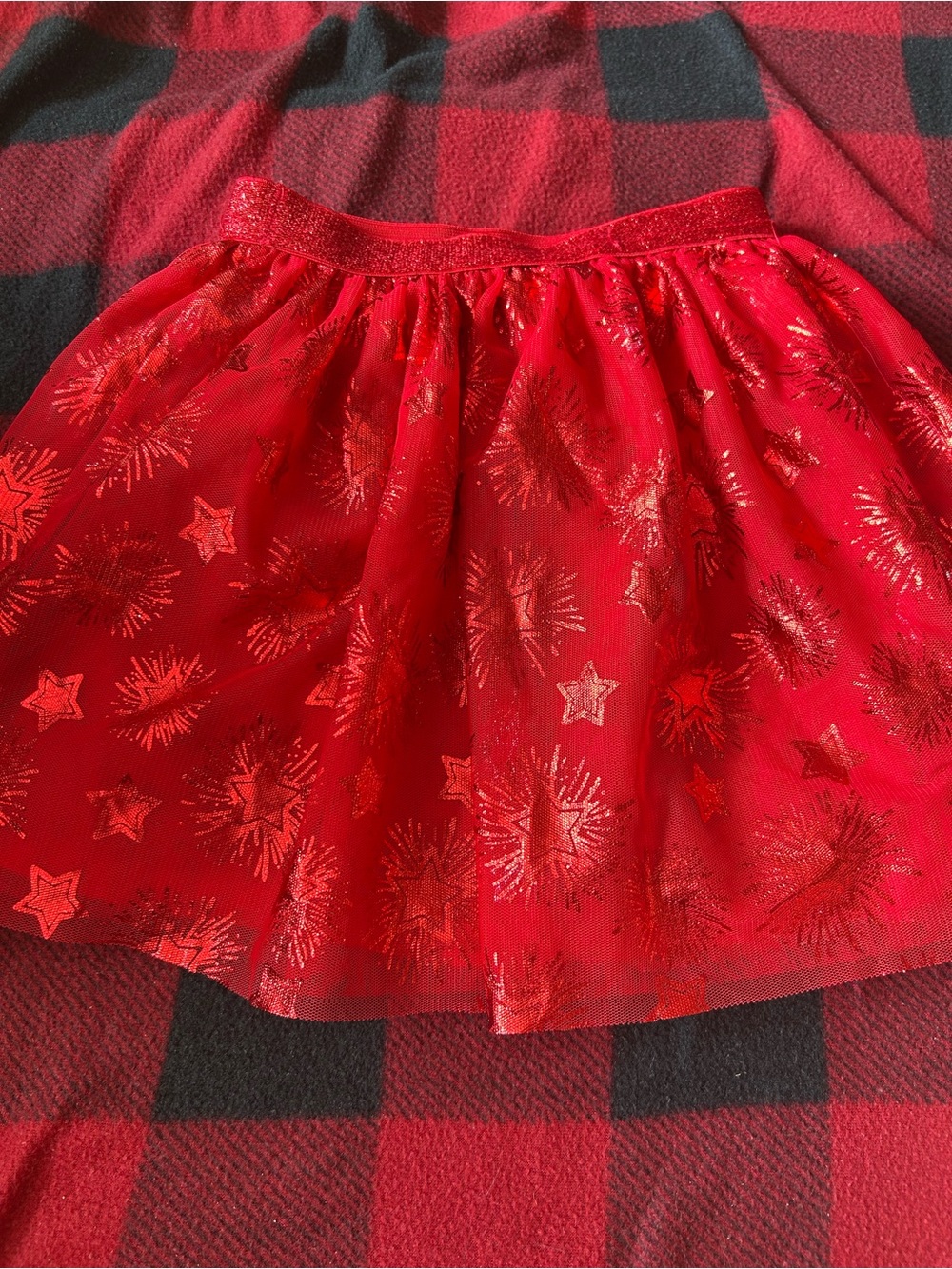 Red Glitter Star Tulle Skirt